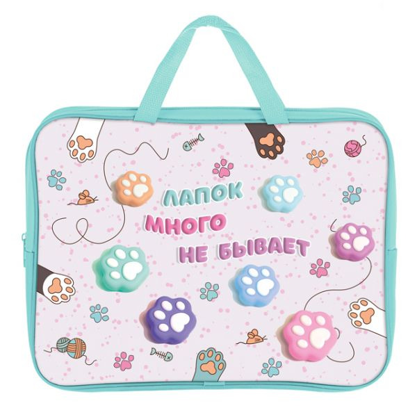 папка текстиль с ручками а4+ оникс "таба лапки" 35х26,5х8см на молнии Папка текстиль с ручками а4+ оникс "таба лапки" 35х26,5х8см на молнии