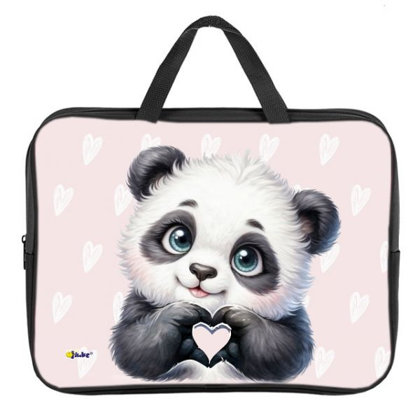 папка текстиль с ручками а4+ оникс "панда с сердечком" 35х26,5х8см на молнии Папка текстиль с ручками а4+ оникс "панда с сердечком" 35х26,5х8см на молнии