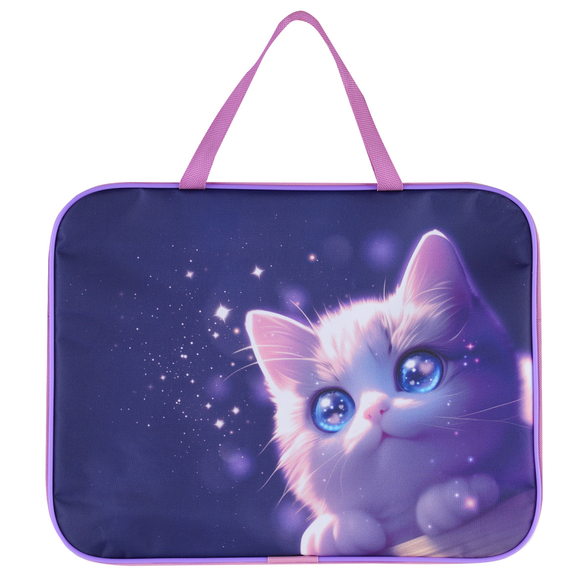 папка текстиль с ручками 26х34х6см кокос "love cat" на молнии Папка текстиль с ручками 26х34х6см кокос "love cat" на молнии