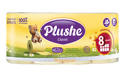 бумага туалетная "plushe" "ромашка" 2 сл.,8 рул.,18м. Бумага туалетная "plushe" "ромашка" 2 сл.,8 рул.,18м.