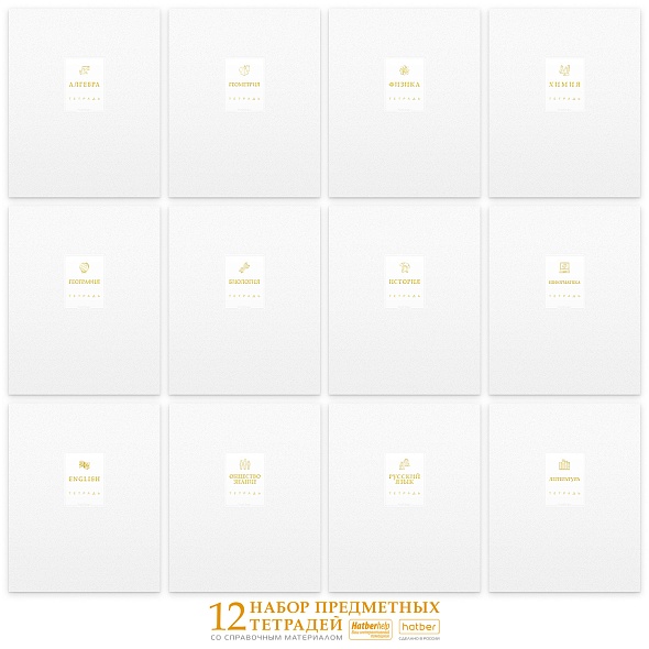 тетради предметные "белое золото" комплект 12шт. 48л. (hatber) софт тач,3d фольга Тетради предметные "белое золото" комплект 12шт. 48л. (hatber) софт тач,3d фольга