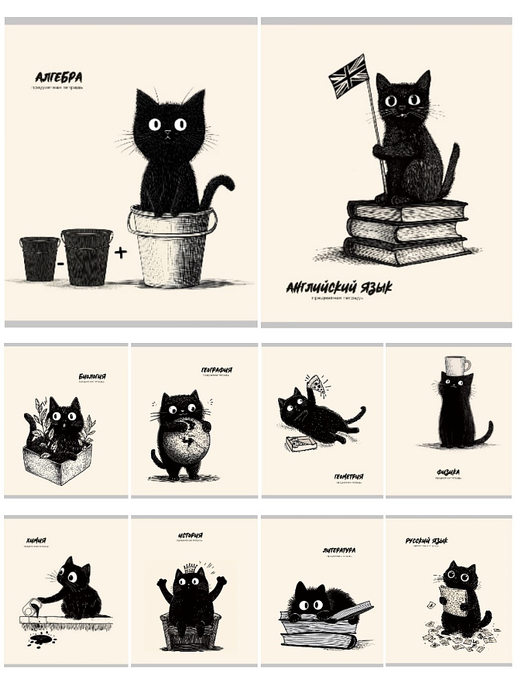 тетради предметные "bad cat" комплект 10шт. 48л. (проф-пресс) тиснен. Тетради предметные "bad cat" комплект 10шт. 48л. (проф-пресс) тиснен.