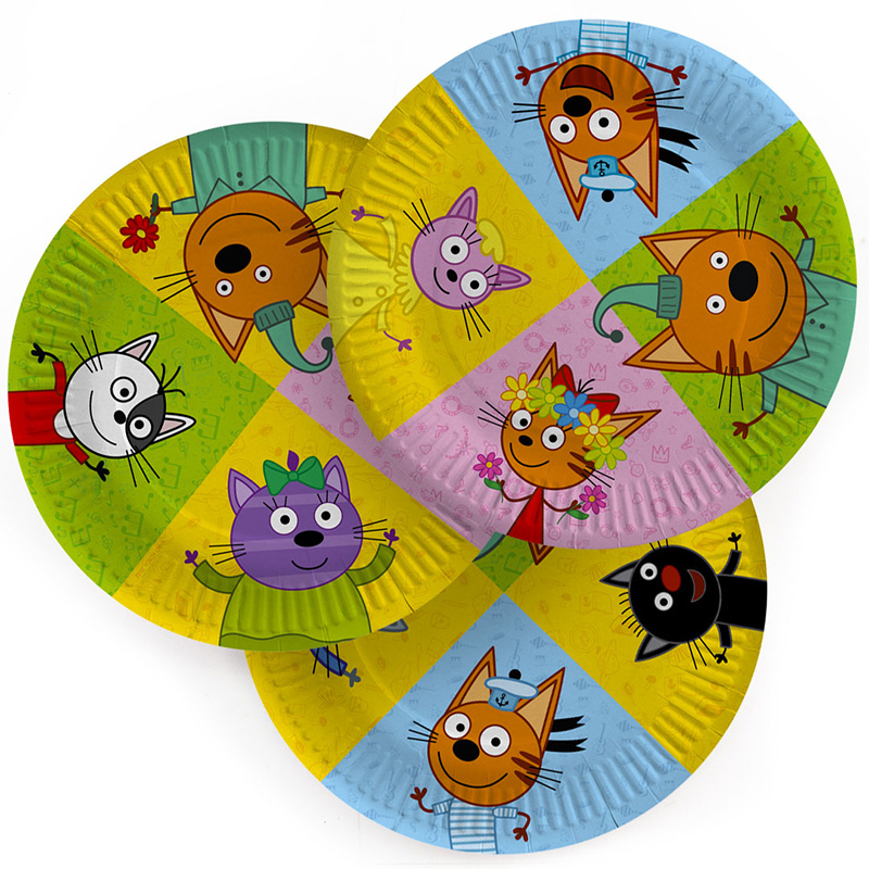 тарелка бумажн. "три кота. играем вместе" набор 6шт 18см Тарелка бумажн. "три кота. играем вместе" набор 6шт 18см