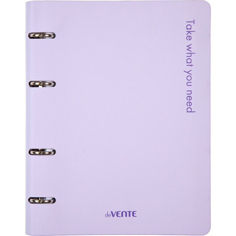 тетрадь на кольцах 80л. кл. интегр.обл. "take what you need" сиреневая (devente) шелкограф.,кож.зам. Тетрадь на кольцах 80л. кл. интегр.обл. "take what you need" сиреневая (devente) шелкограф.,кож.зам.
