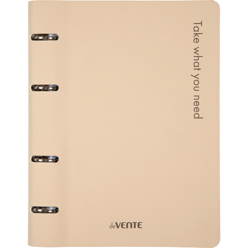 тетрадь на кольцах 80л. кл. интегр.обл. "take what you need" бежевая (devente) шелкограф.,кож.зам. Тетрадь на кольцах 80л. кл. интегр.обл. "take what you need" бежевая (devente) шелкограф.,кож.зам.