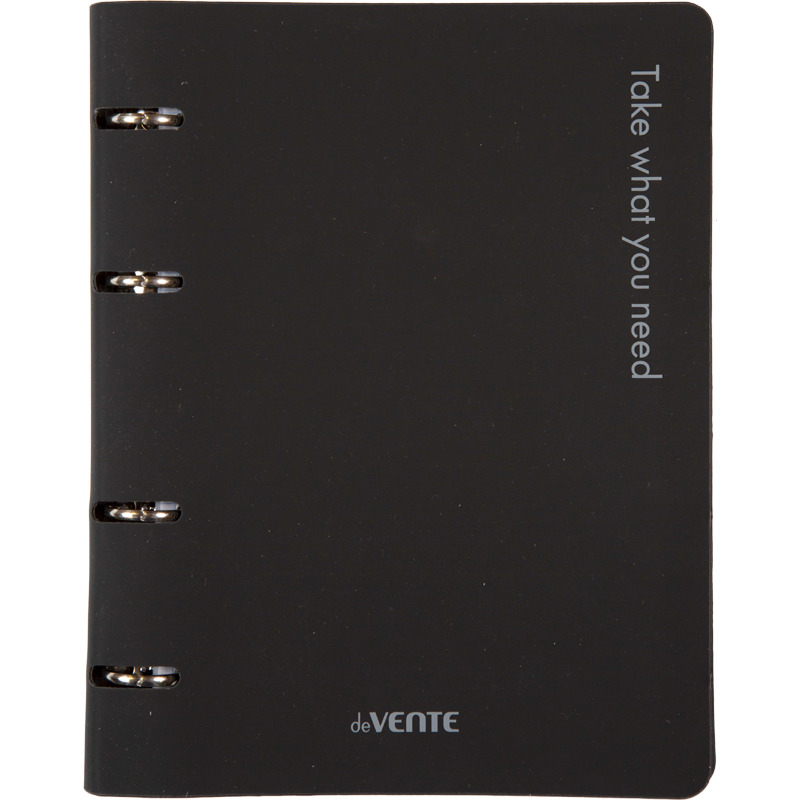 тетрадь на кольцах 80л. кл. интегр.обл. "take what you need" чёрная (devente) шелкограф.,кож.зам. Тетрадь на кольцах 80л. кл. интегр.обл. "take what you need" чёрная (devente) шелкограф.,кож.зам.